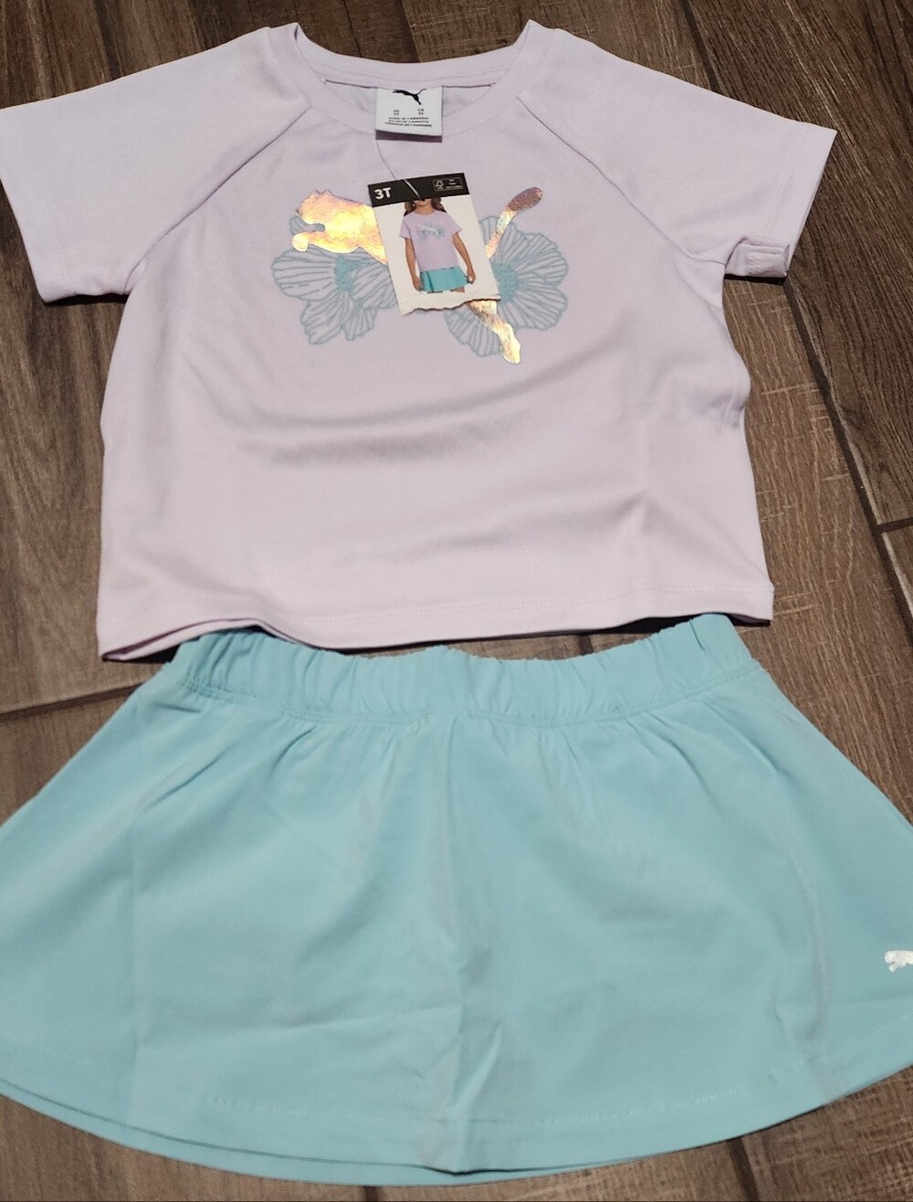 Puma Lavender Tee with Silver Metallic Cat Logo